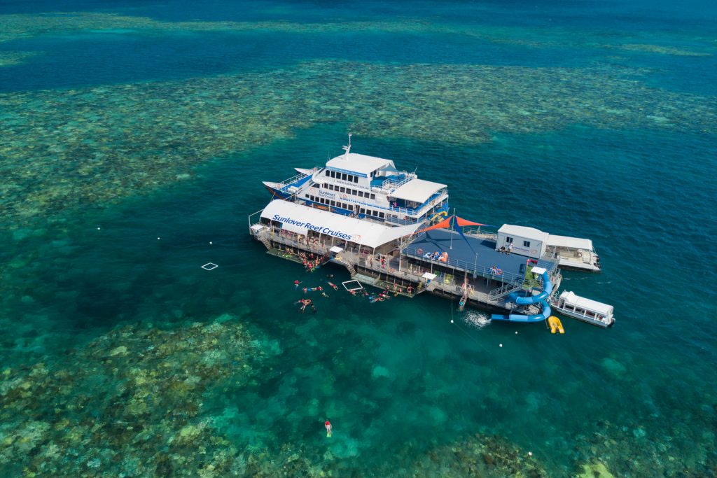 Aerial shot of Moore Reef Pontoon
