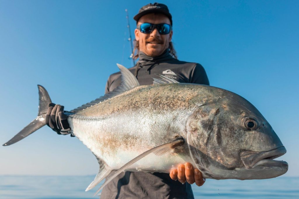 Mikey Wright with a Giant Trevally
