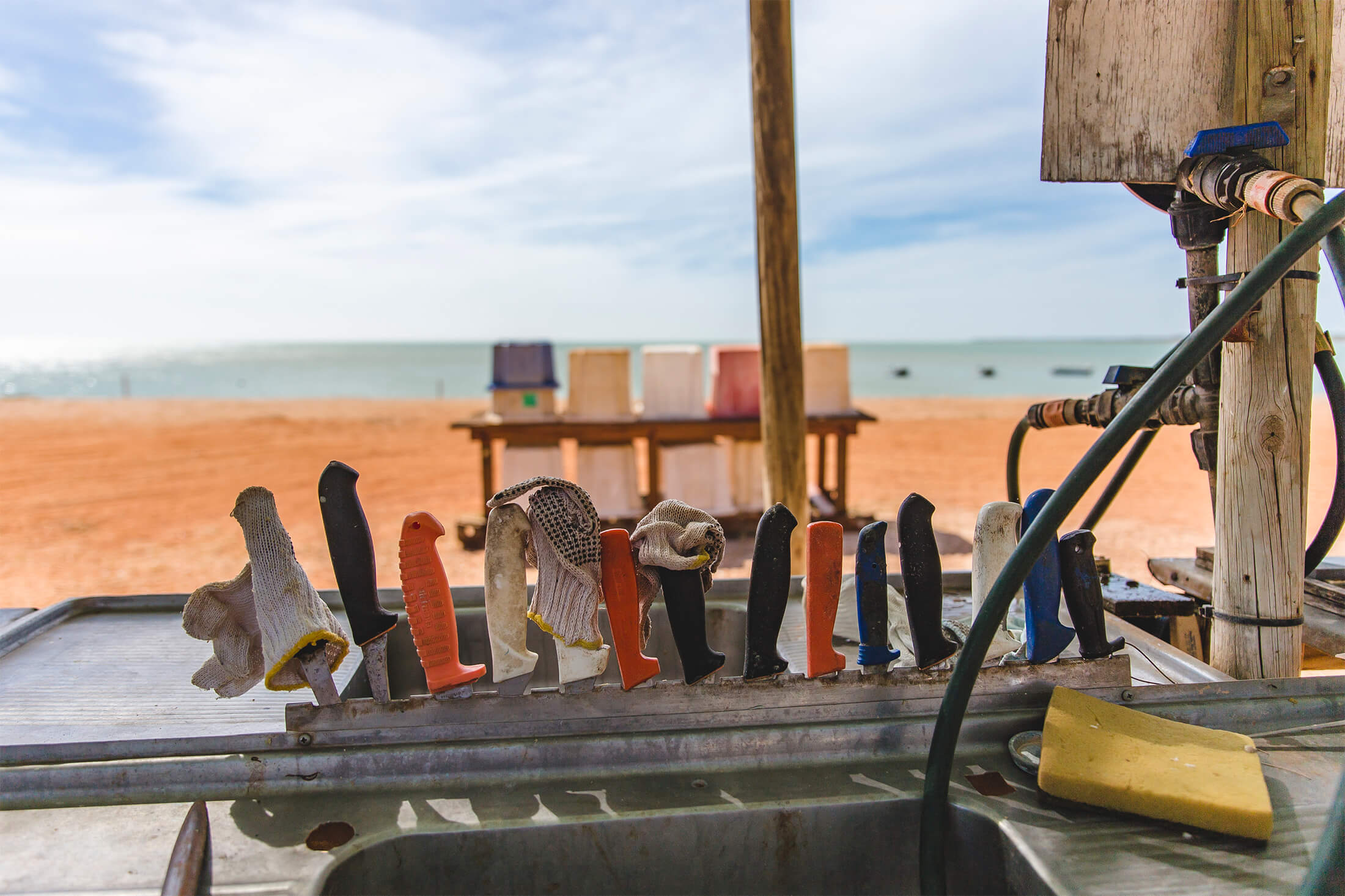 Filleting station at Sweers Island