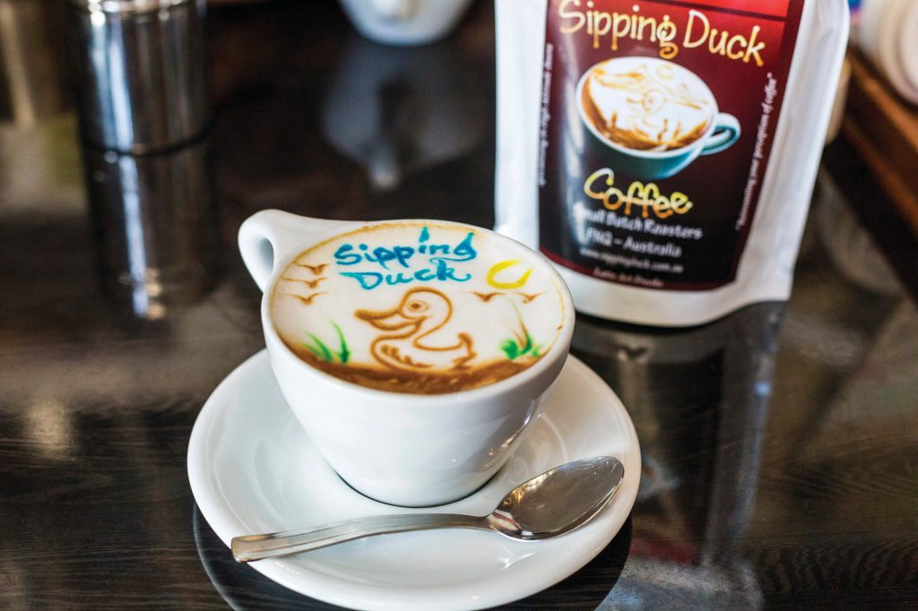 Sipping Duck Coffee Roasters cafe