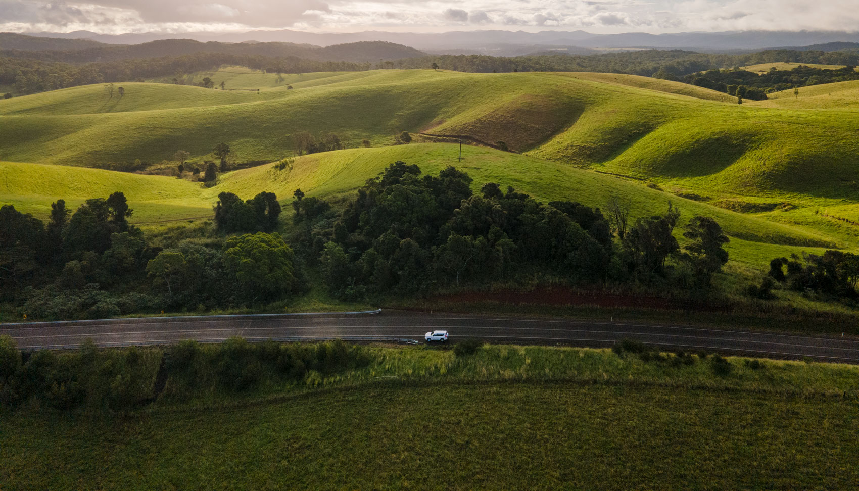 atherton tablelands rolling hills aerial