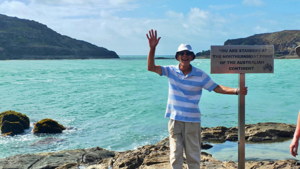 man reaches the tip of australia