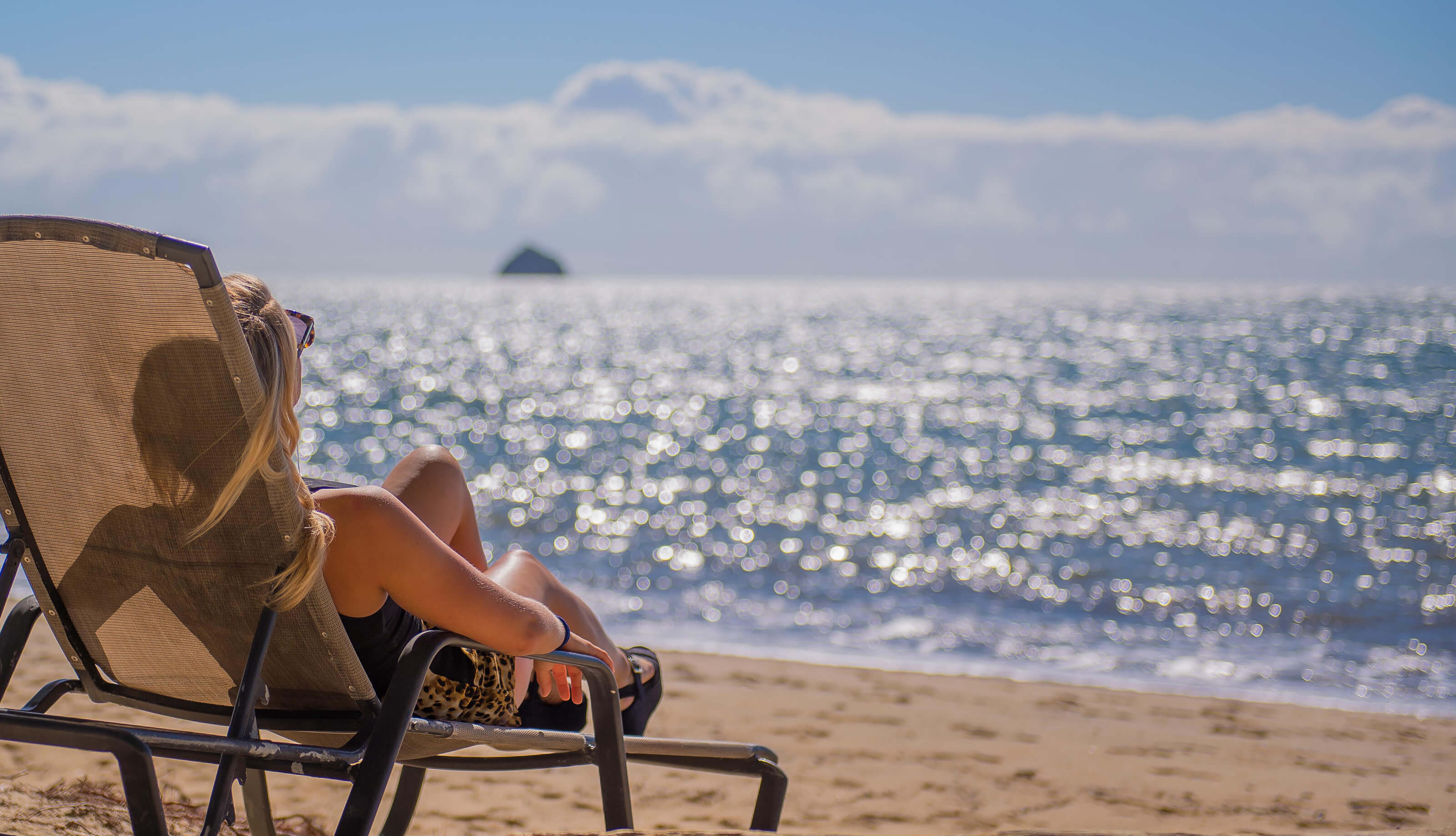 Sunbaking on beach