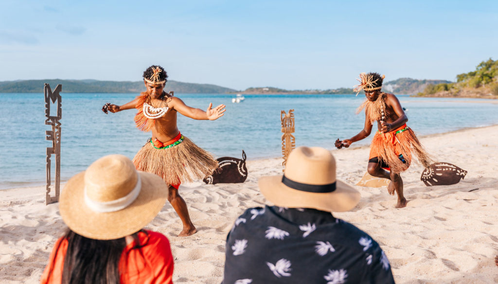 torres strait dancers on beach